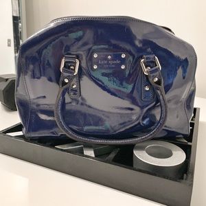 Kate Spade Patent Leather Blue Burrell Tote